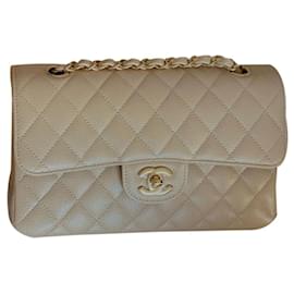 Chanel-Chanel classic lined flap caviar beige-Beige